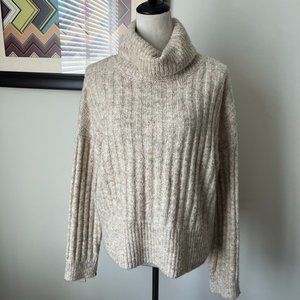 William Rast Oatmeal Ribbed Turtleneck Sweater M